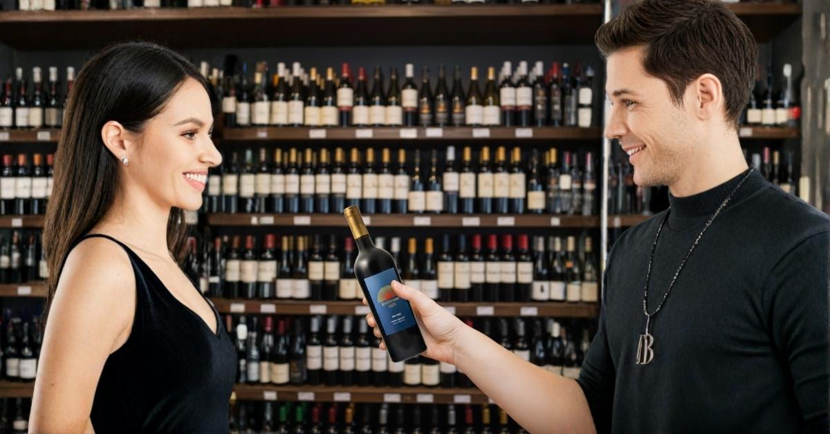 Cliente escolhendo bebida com atenção à procedência